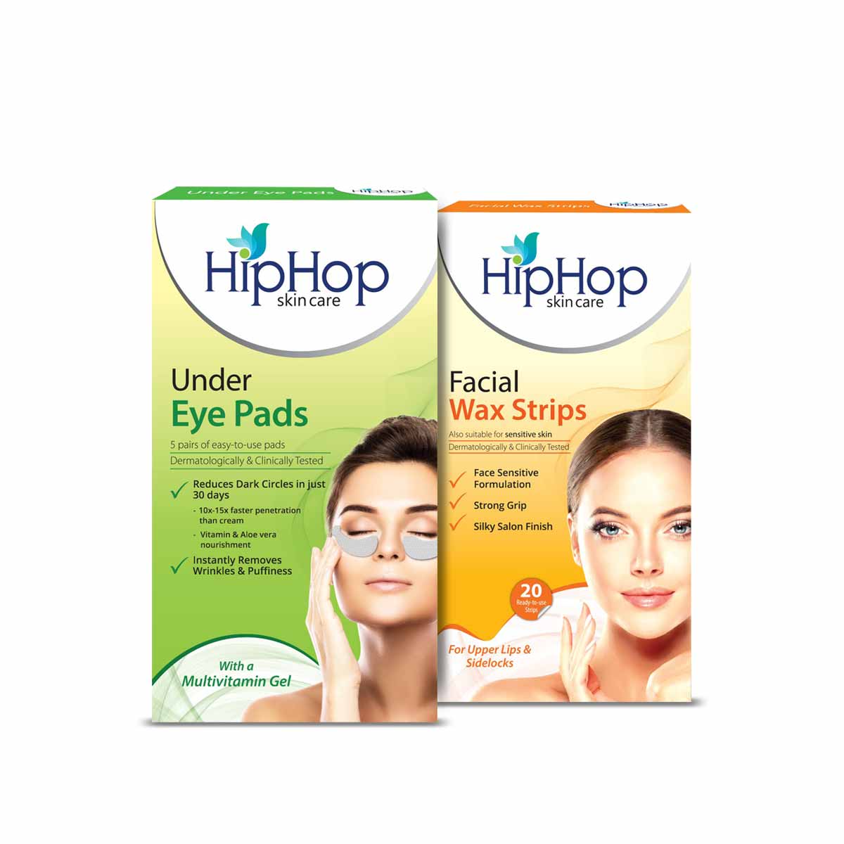 HipHop Facial Wax Strips (Argan Oil, 20 Strips) + Under Eye Pads (Multivitamin Gel, 5 Pairs)