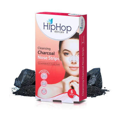 HipHop Blackhead Remover Nose Strips for Women (Activated Charcoal, 6 Strips) + Body Wax Strips (Choco Extract, 8 Strips)