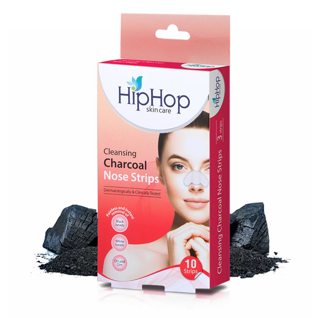 HipHop Blackhead Remover Nose Strips for Women (Activated Charcoal, 10 Strips) + Brightening Mud/Face Mask (Orange Peel Extract, 100 ml)