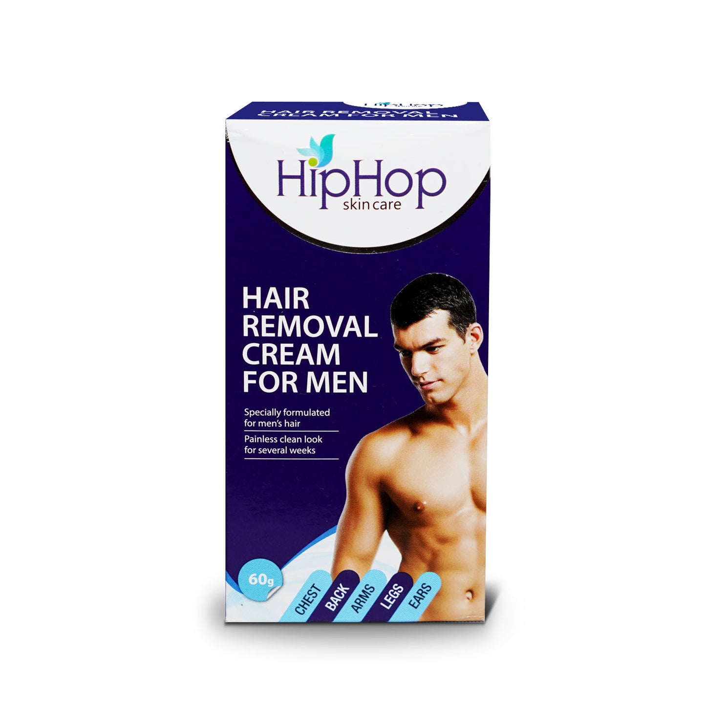 HipHop Body Wax Strips (Choco Extract, 8 Strips) + Hair Removal Cream for Men (60gm)