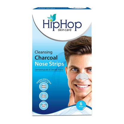 HipHop Blackhead Remover Nose Strips for Men (Activated Charcoal, 6 Strips) + Anti-Acne Face Cleanser (Salicylic Acid, 100 ml)