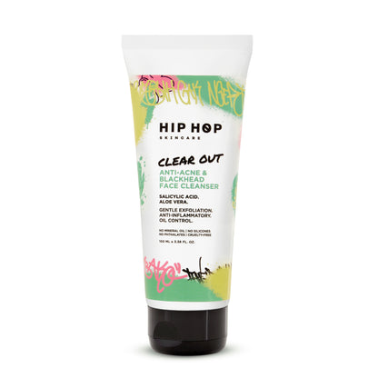 HipHop Body Wax Strips (Aloe Vera, 8 Strips) + Anti-Acne Face Cleanser (Salicylic Acid, 100 ml)