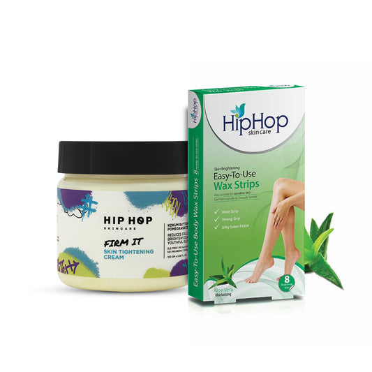 HipHop Body Wax Strips (Aloe Vera, 8 Strips) + Skin Tightening Cream (Pomegranate Extract, 100 gm)