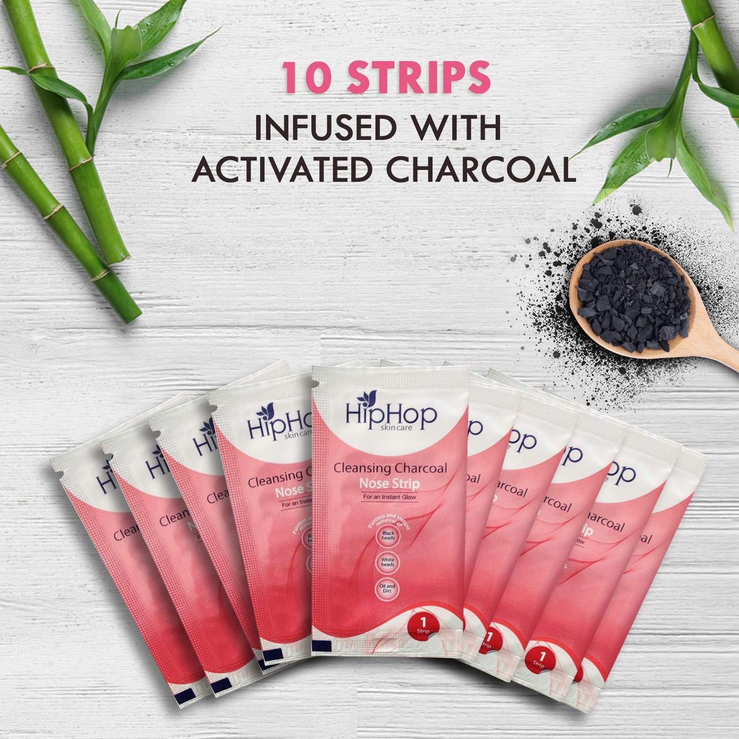 HipHop Blackhead Remover Nose Strips for Women (Activated Charcoal, 10 Strips) + Brightening Body Yogurt (100 gm)