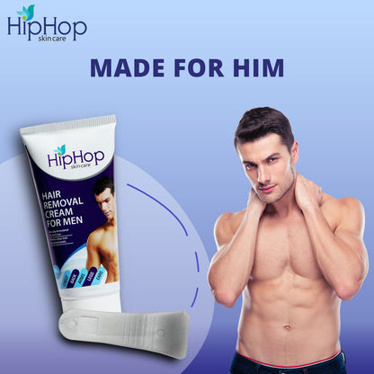HipHop Body Wax Strips (Aloe Vera, 8 Strips) + Hair Removal Cream for Men (Aleo Vera, 100gm)