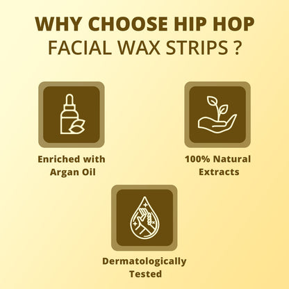 HipHop Facial Wax Strips With Argan Oil (20 Strips)