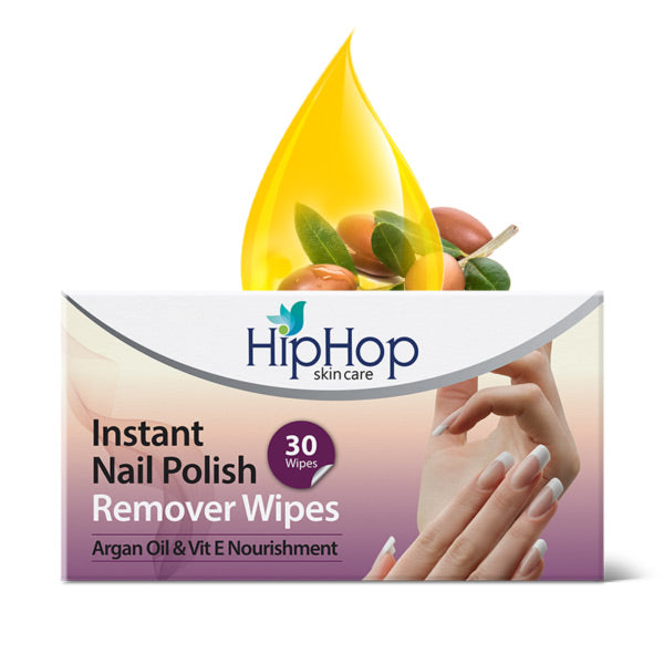 HipHop Instant Nail Polish Remover Wipes With Argan Oil & Vitamin E (30 Wipes)