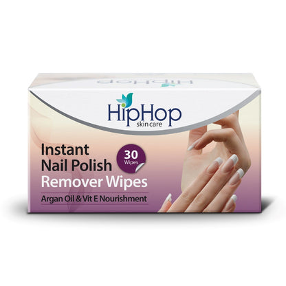 HipHop Bikini & Underarm Wax Strips (Argan Oil, 12 Strips) + Instant Nail Polish Remover Wipes (Argon Oil, 30 Wipes)