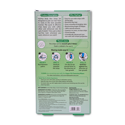 HipHop Body Wax Strips (Aloe Vera, 8 Strips) + Hair Removal Cream for Men (Aleo Vera, 100gm)