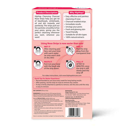 HipHop Blackhead Remover Nose Strips for Women (Activated Charcoal, 6 Strips) + Body Wax Strips (Aloe Vera, 8 Strips)