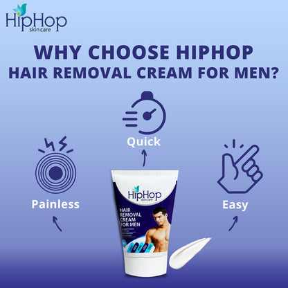 HipHop Body Wax Strips (Aloe Vera, 8 Strips) + Hair Removal Cream for Men (Aleo Vera, 100gm)