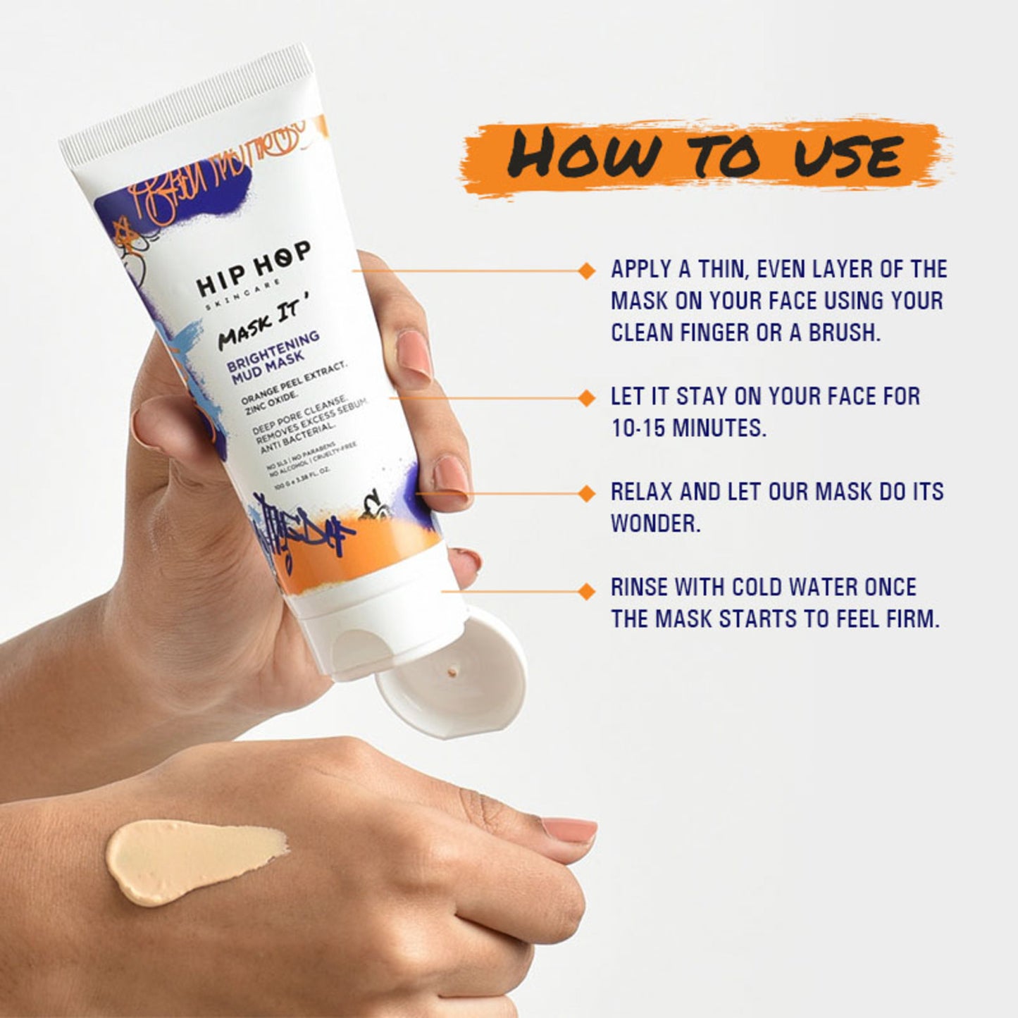 HipHop Body Wax Strips (Aloe Vera, 8 Strips) + Brightening Mud/Face Mask (Orange Peel Extract, 100 ml)