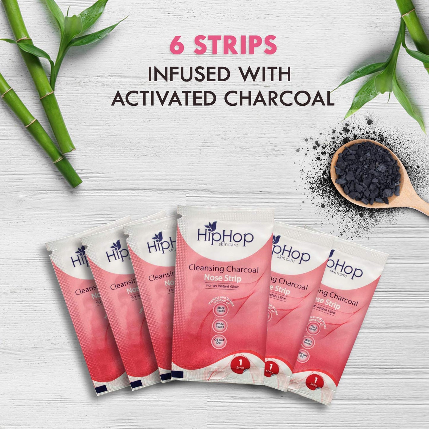 HipHop Blackhead Remover Nose Strips for Women (Activated Charcoal, 6 Strips) + Body Wax Strips (Aloe Vera, 8 Strips)