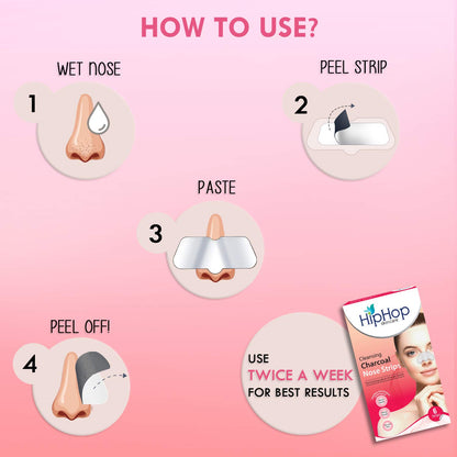 HipHop Blackhead Remover Nose Strips for Women (Activated Charcoal, 6 Strips) + Body Wax Strips (Aloe Vera, 8 Strips)