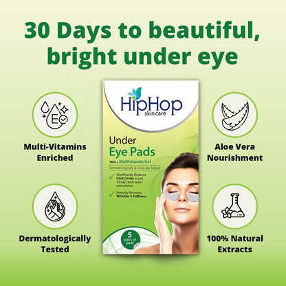 HipHop Body Wax Strips (Aloe Vera, 8 Strips) + Under Eye Pads (Multivitamin Gel, 5 Pairs)