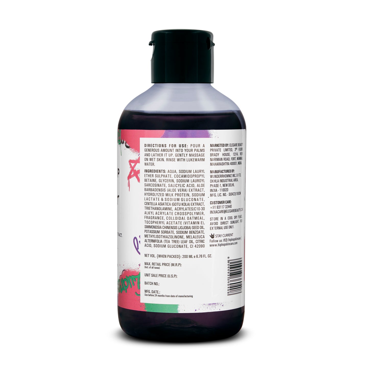 HipHop Body Wax Strips (Aloe Vera, 8 Strips) + Anti-Acne Body Cleanser (Salicylic Acid, 200 ml)