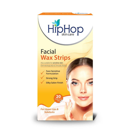 HipHop Facial Wax Strips (Argan Oil, 20 Strips) + Hair Removal Cream for Men (60gm)