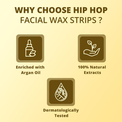 HipHop Facial Wax Strips (Argan Oil, 20 Strips) + Body Wax Strips (Aloe Vera, 8 Strips)