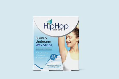 HipHop Bikini & Underarm Wax Strips (Argan Oil, 12 Strips) + Under Eye Pads (Multivitamin Gel, 5 Pairs)