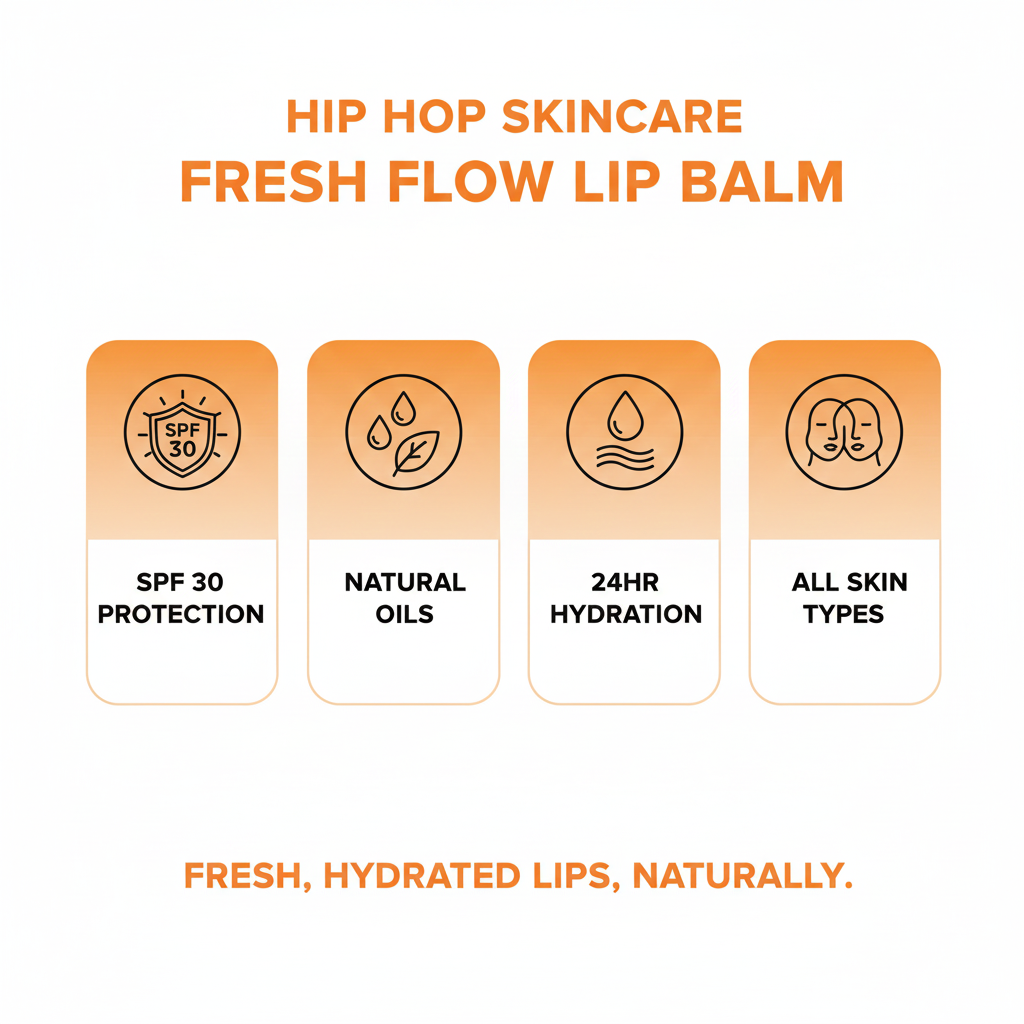 HipHop Skincare Fresh Flow Lip Balm SPF 30 | Hydrated Lips, Never Basic | Natural Oils | Soft & Moisturized Lips | Suitable for All Skin Types