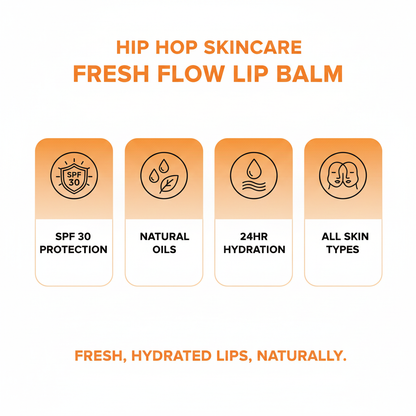 HipHop Skincare Fresh Flow Lip Balm SPF 30 | Hydrated Lips, Never Basic | Natural Oils | Soft & Moisturized Lips | Suitable for All Skin Types