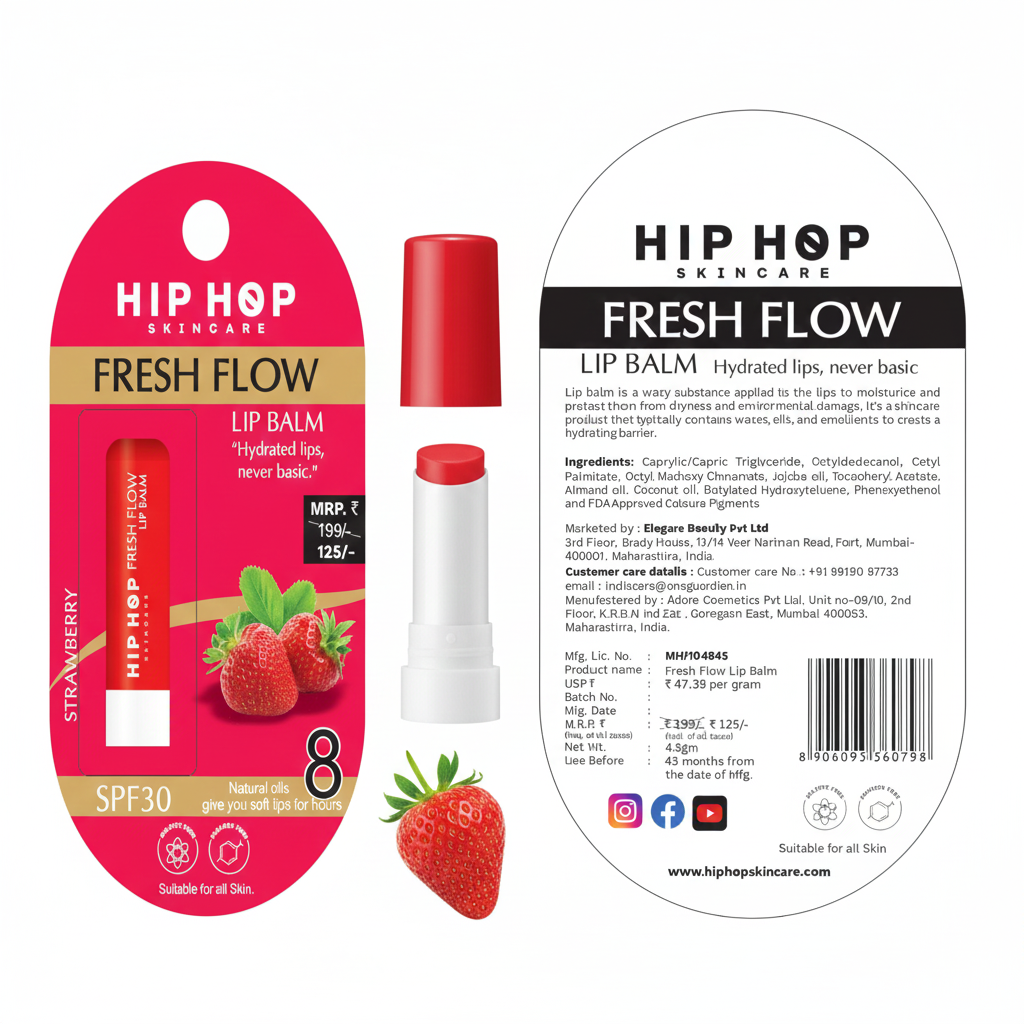 HipHop Skincare Fresh Flow Lip Balm SPF 30 | Hydrated Lips, Never Basic | Natural Oils | Soft & Moisturized Lips | Suitable for All Skin Types