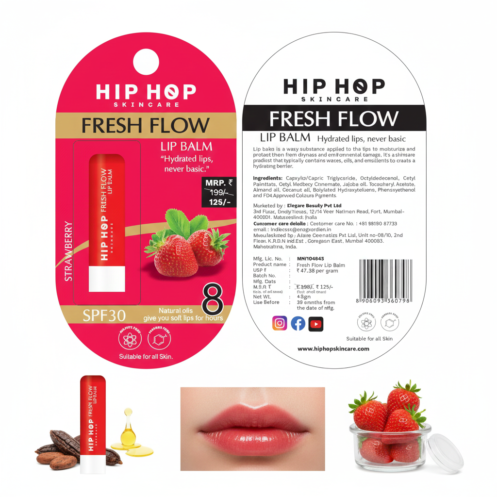 HipHop Skincare Fresh Flow Lip Balm SPF 30 | Hydrated Lips, Never Basic | Natural Oils | Soft & Moisturized Lips | Suitable for All Skin Types
