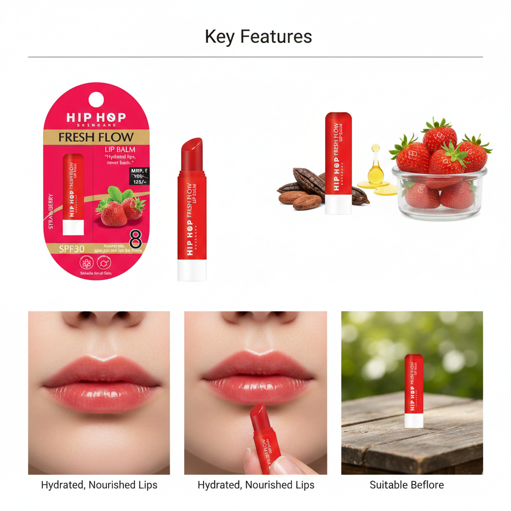 HipHop Skincare Fresh Flow Lip Balm SPF 30 | Hydrated Lips, Never Basic | Natural Oils | Soft & Moisturized Lips | Suitable for All Skin Types